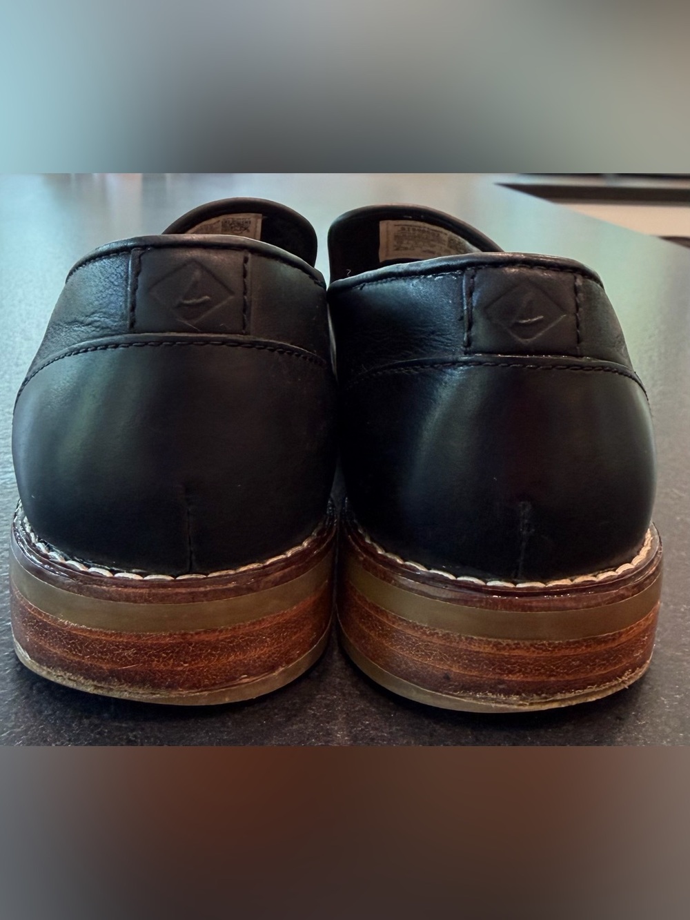 Sperry Black Leather Slip-On Loafers Plaid Lined Comfort Shoes 6.5 - Picture 7 of 11